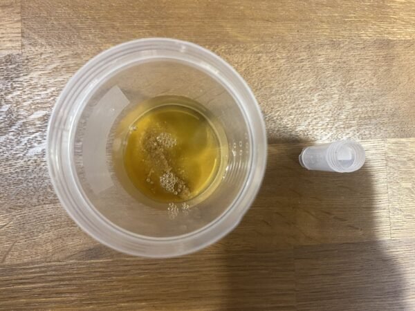 sub solution dropped into the cup as one piece