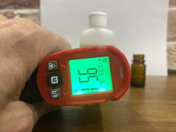 sub solution temperature strip test with infrared thermometer